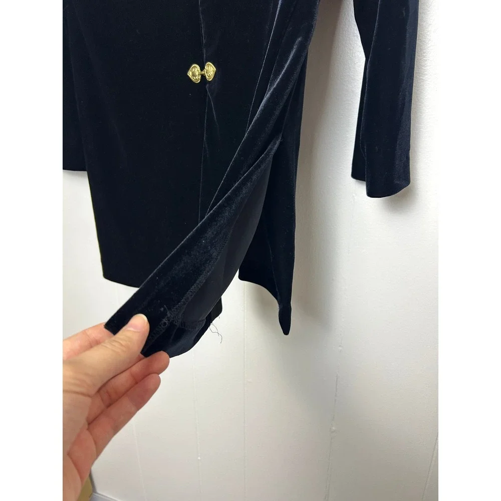 Karen Kwong R&M Richards Black Velvet Mandarin Collar Oriental Jacket women‎ 12p